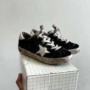 Golden Goose Black and Silver Star Kids Sneakers size 11C